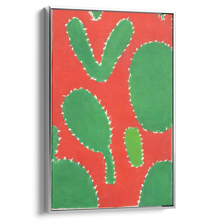 Vibrant Foliage Duality: Bold Red and Green Abstract Botanical Canvas Art Print