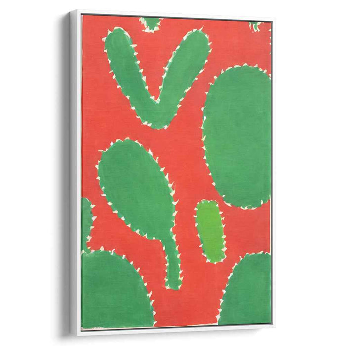 Vibrant Foliage Duality: Bold Red and Green Abstract Botanical Canvas Art Print