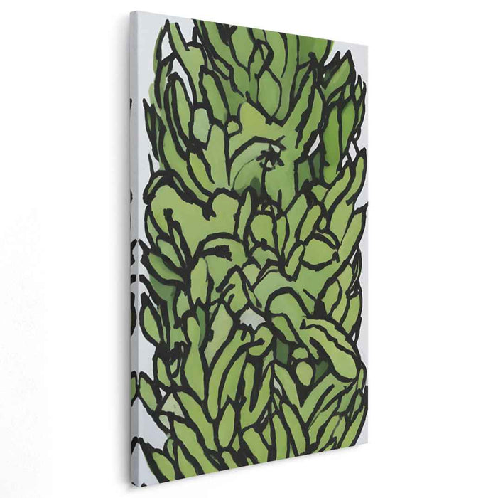 Emerald Leaves: Contemporary Botanical Canvas Art Print
