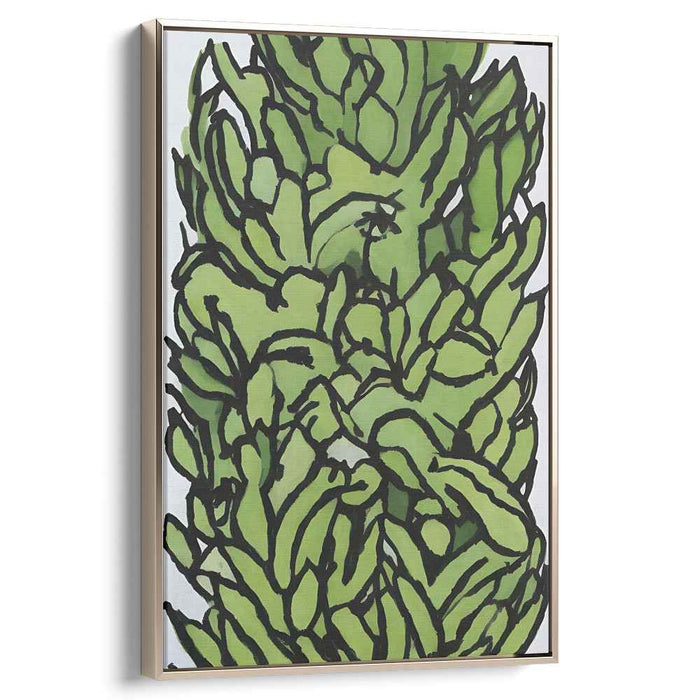 Emerald Leaves: Contemporary Botanical Canvas Art Print