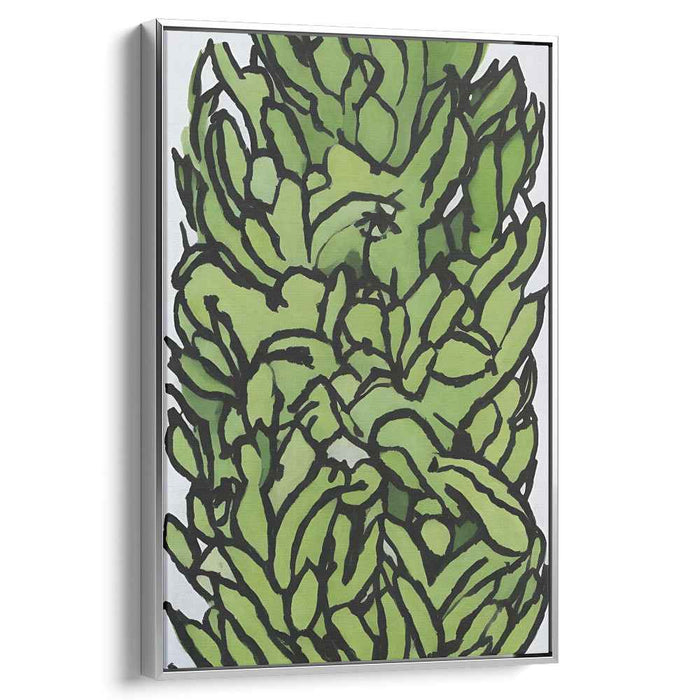 Emerald Leaves: Contemporary Botanical Canvas Art Print