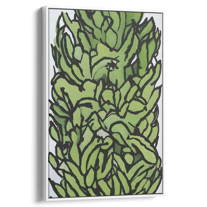 Emerald Leaves: Contemporary Botanical Canvas Art Print