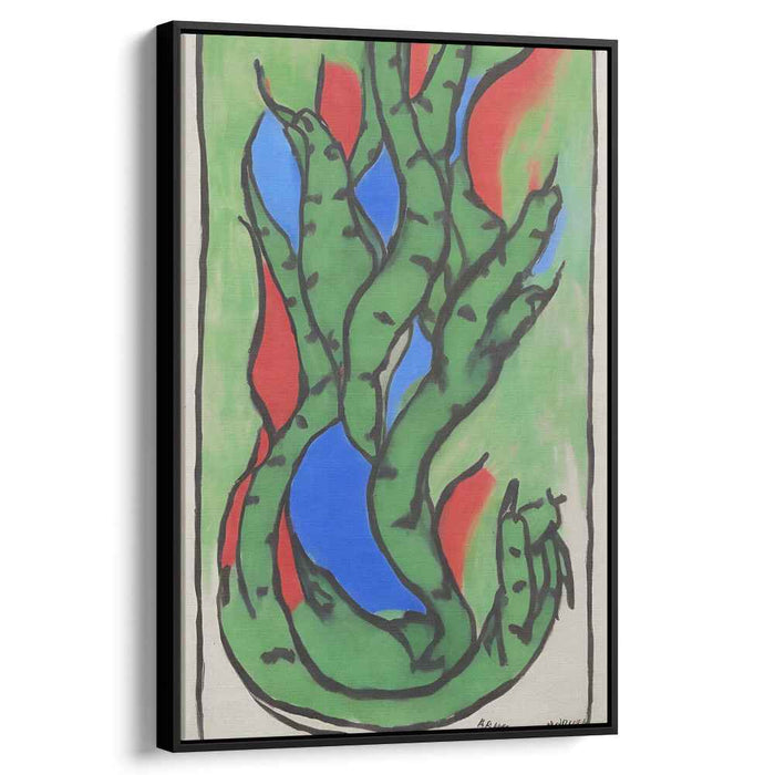 Serpentine Vines: Bold Abstract Green and Red Canvas Art Print