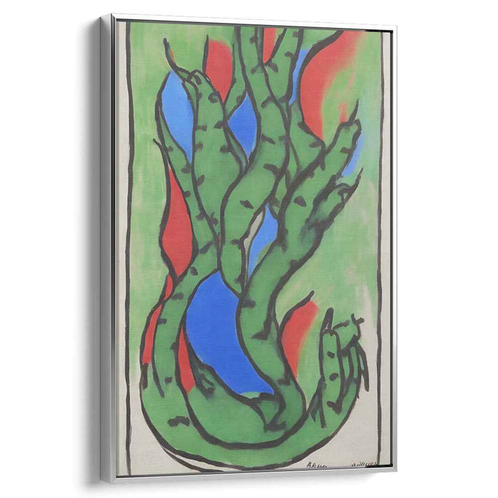 Serpentine Vines: Bold Abstract Green and Red Canvas Art Print