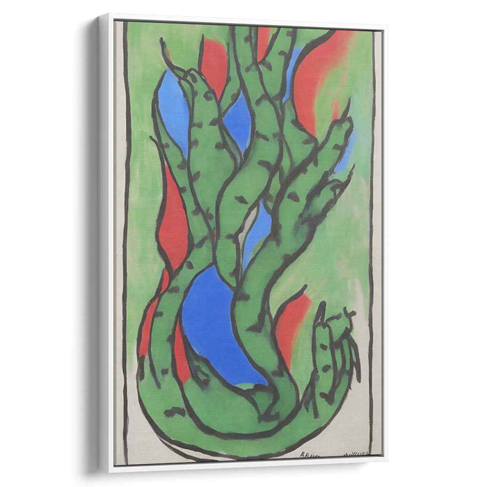 Serpentine Vines: Bold Abstract Green and Red Canvas Art Print