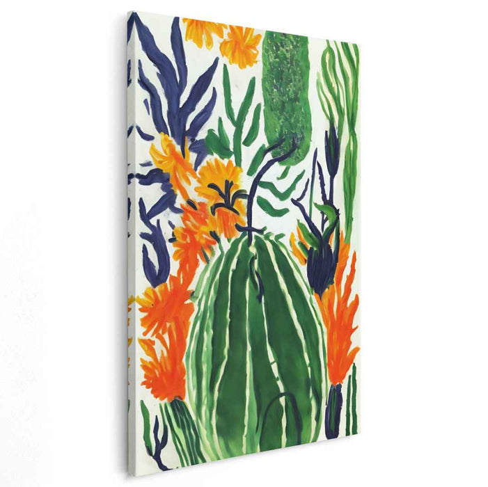 Juicy Botanical Bliss: Colorful Flora and Watermelon Canvas Art Print