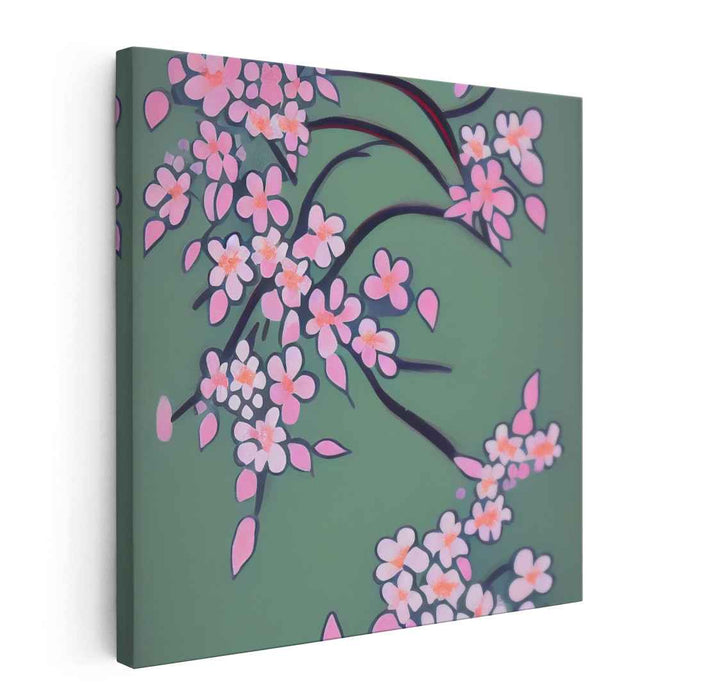 Silent Bloom Petals: Minimalist Cherry Blossom Canvas Art Print