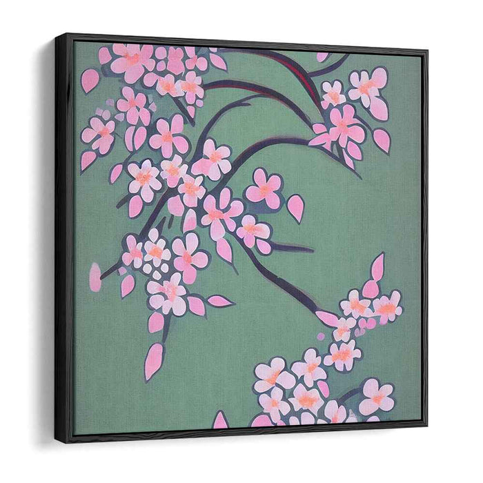 Silent Bloom Petals: Minimalist Cherry Blossom Canvas Art Print