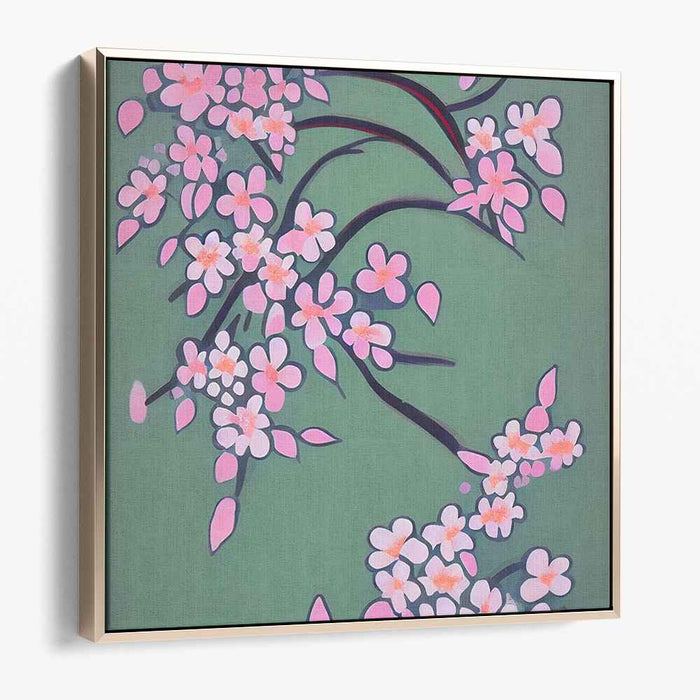 Silent Bloom Petals: Minimalist Cherry Blossom Canvas Art Print