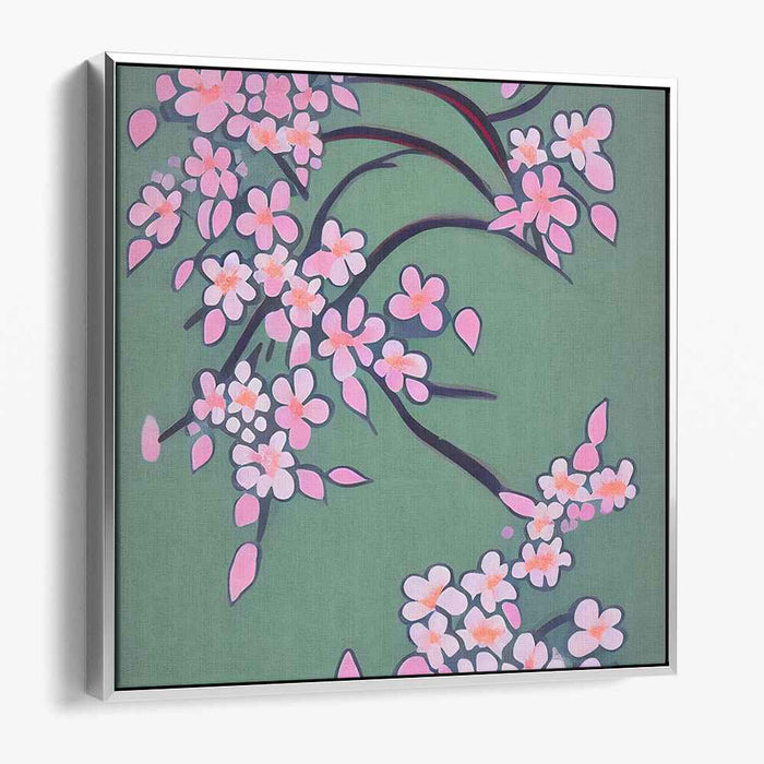 Silent Bloom Petals: Minimalist Cherry Blossom Canvas Art Print