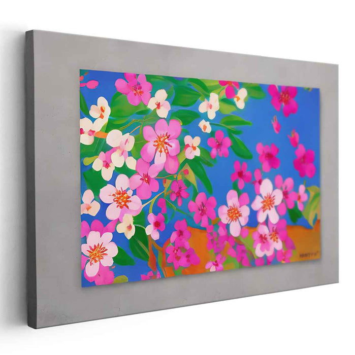 Blossom Whispers Dance Delight: Vibrant Cherry Blossoms Canvas Art Print