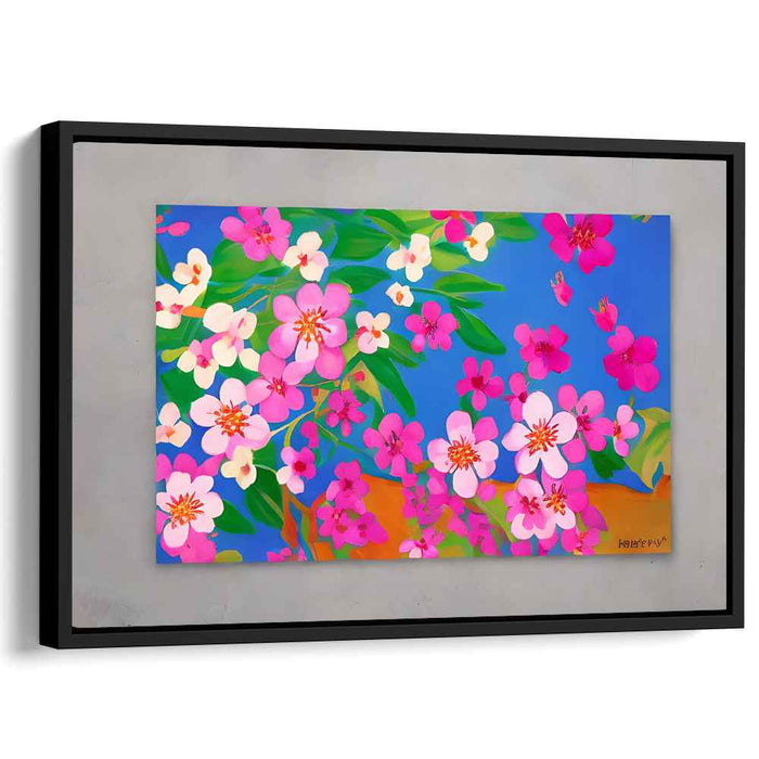 Blossom Whispers Dance Delight: Vibrant Cherry Blossoms Canvas Art Print