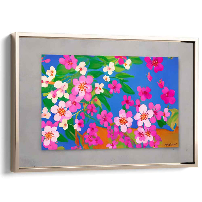 Blossom Whispers Dance Delight: Vibrant Cherry Blossoms Canvas Art Print