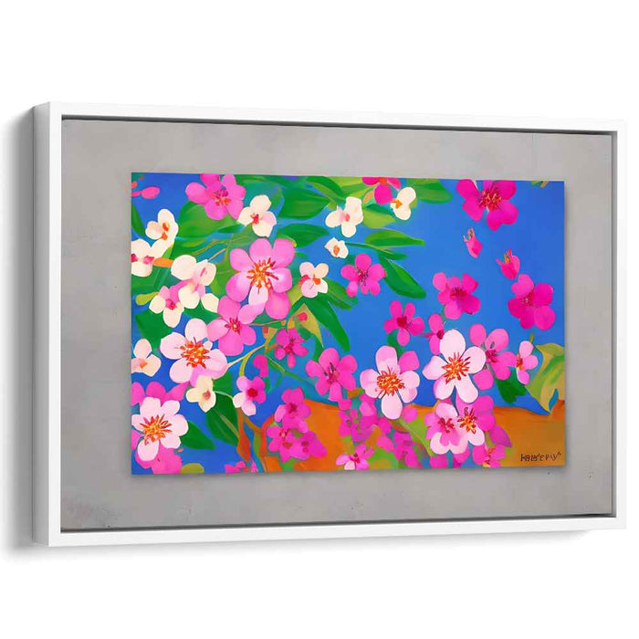 Blossom Whispers Dance Delight: Vibrant Cherry Blossoms Canvas Art Print