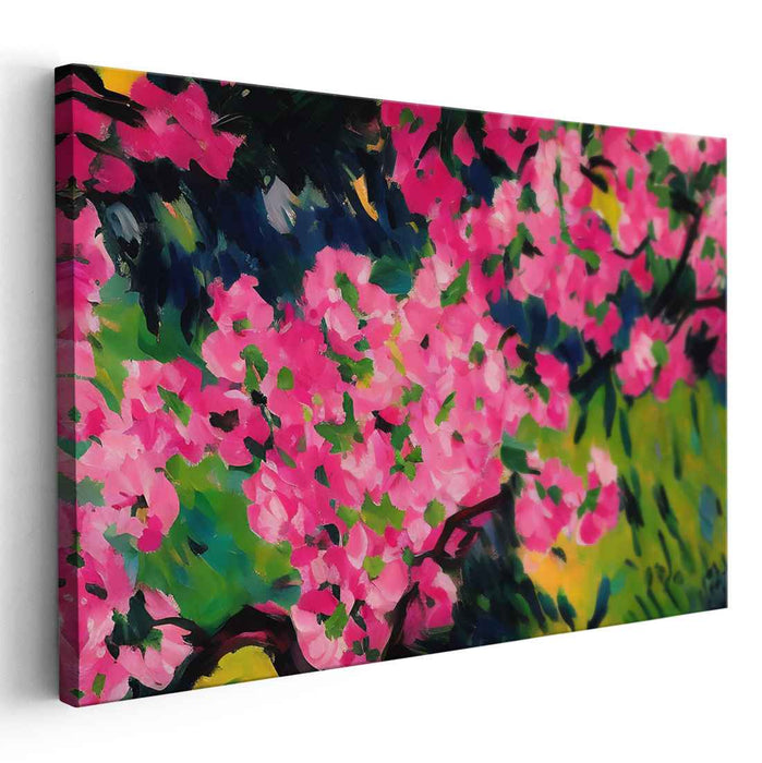 Blossoming Pink Tapestry: Vibrant Pink Blossom Garden Canvas Art Print
