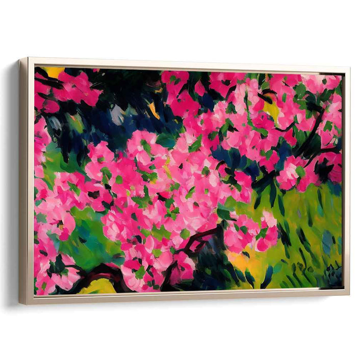 Blossoming Pink Tapestry: Vibrant Pink Blossom Garden Canvas Art Print