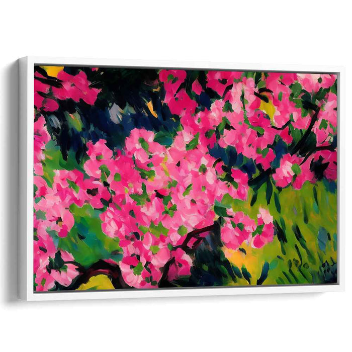 Blossoming Pink Tapestry: Vibrant Pink Blossom Garden Canvas Art Print