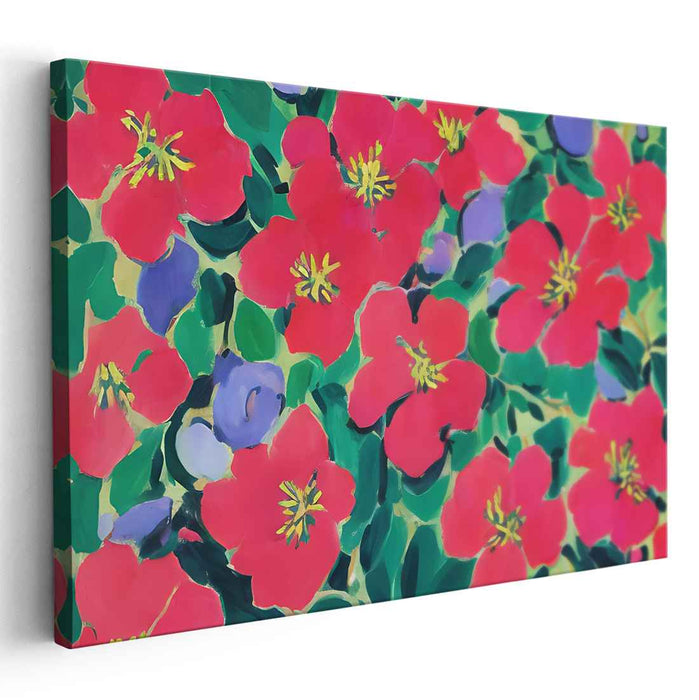 Colorful Melodies Dance on Canvas: Vibrant Blooms in Expressive Brushstrokes Canvas Art Print