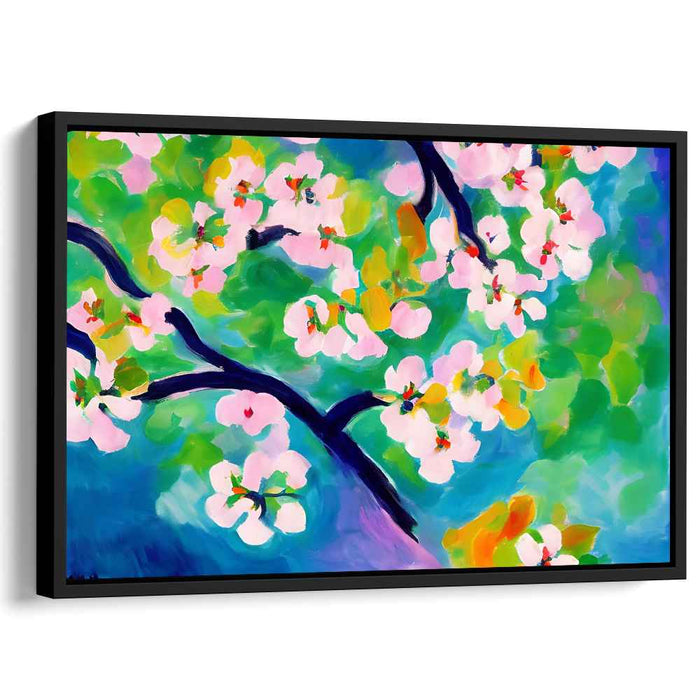 Blossom Dance Blur: Vibrant Cherry Blossom Canvas Art Print