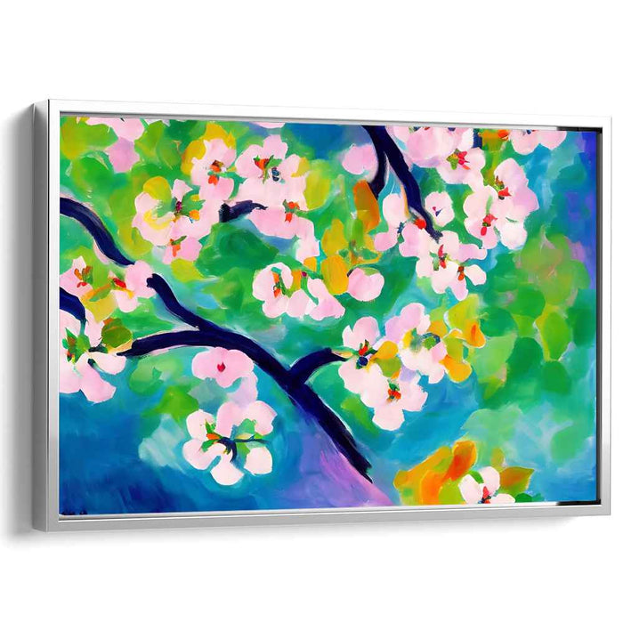 Blossom Dance Blur: Vibrant Cherry Blossom Canvas Art Print