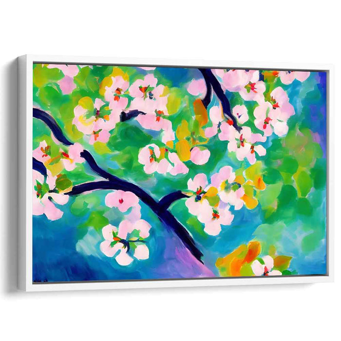 Blossom Dance Blur: Vibrant Cherry Blossom Canvas Art Print