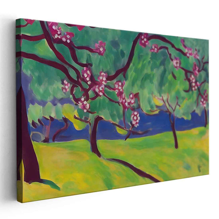 Springtime Fauvism: Vibrant Fauvist Spring Landscape Canvas Art Print