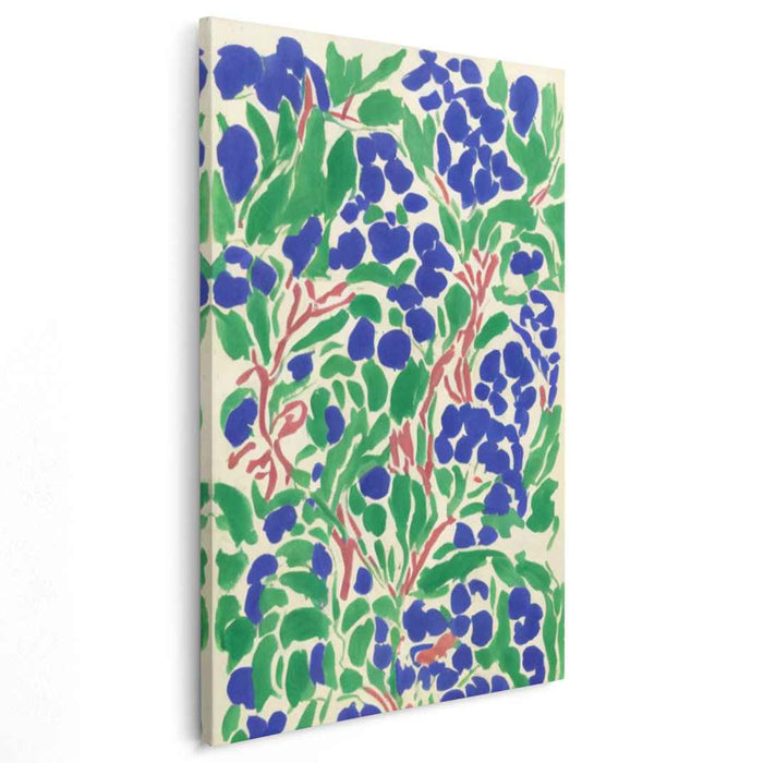 Ethereal Garden Symphony: Vibrant Green and Blue Floral Canvas Art Print