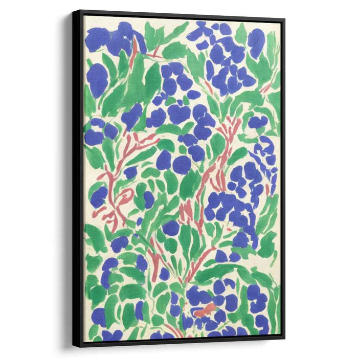 Ethereal Garden Symphony: Vibrant Green and Blue Floral Canvas Art Print