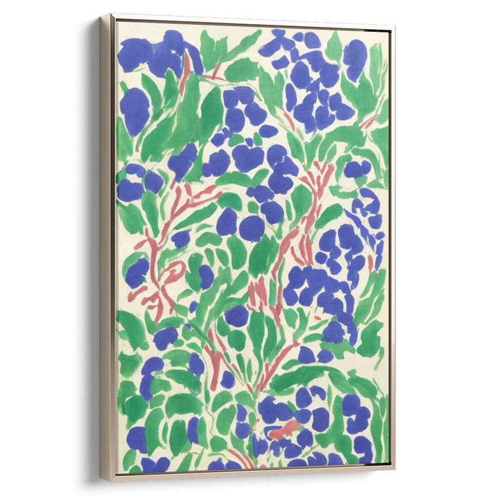 Ethereal Garden Symphony: Vibrant Green and Blue Floral Canvas Art Print