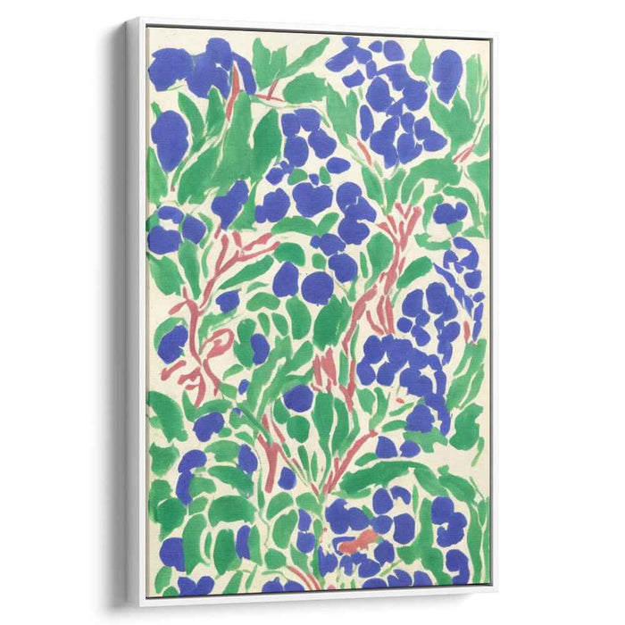 Ethereal Garden Symphony: Vibrant Green and Blue Floral Canvas Art Print