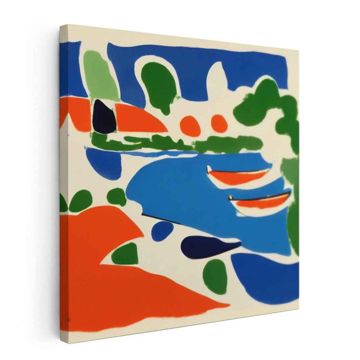 Lake Reflections: Vibrant Abstract Lakeside Canvas Art