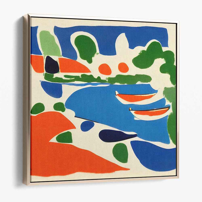 Lake Reflections: Vibrant Abstract Lakeside Canvas Art