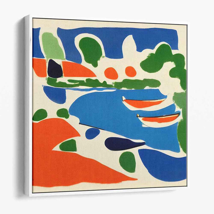 Lake Reflections: Vibrant Abstract Lakeside Canvas Art