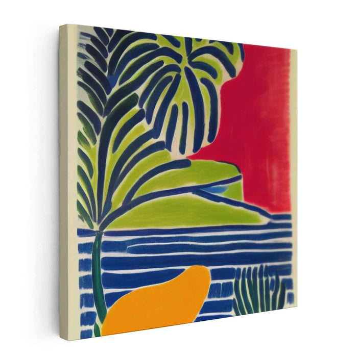 Tropicale Essence: Bold Abstract Palm Leaf Canvas Art