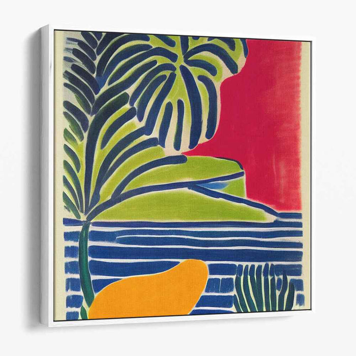 Tropicale Essence: Bold Abstract Palm Leaf Canvas Art