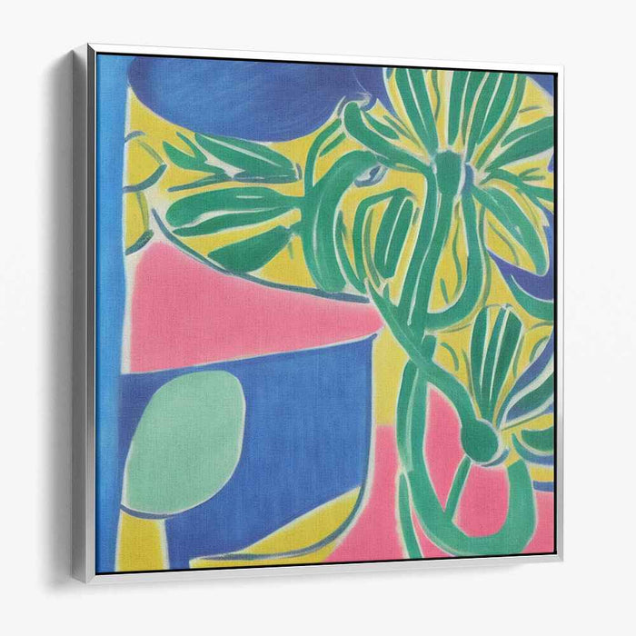 Modern Botanicals in Blue: Abstract Floral Canvas Art Print