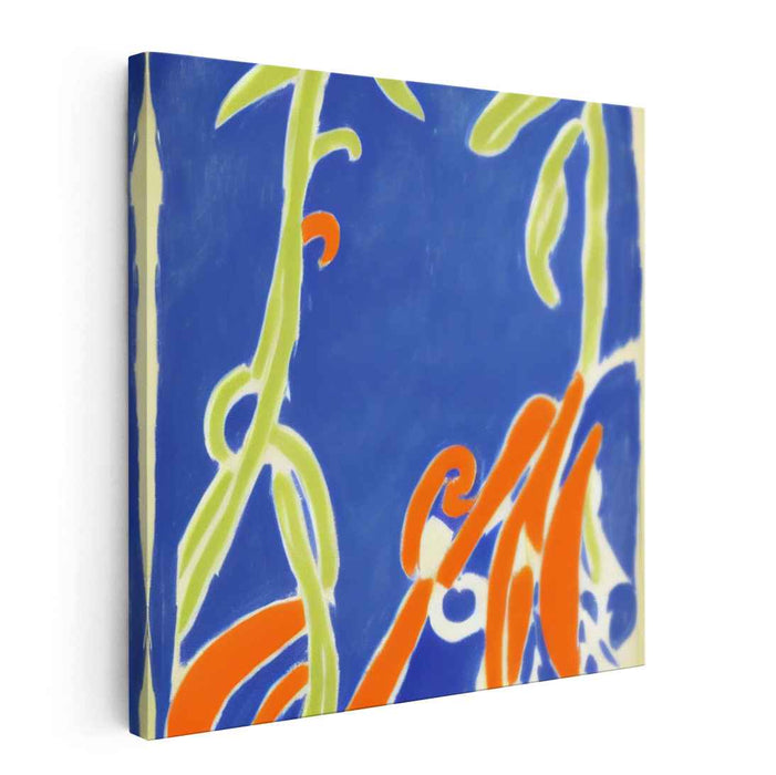 Azure and Tangerine Whimsy: Abstract Expressionist Canvas Art