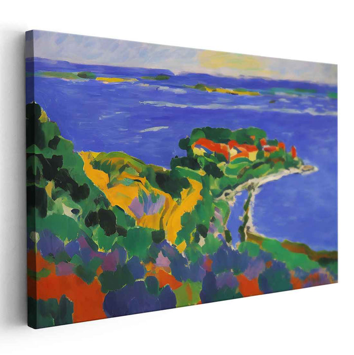 Coastal Melancholy: Expressionist Seaside Landscape Canvas Art