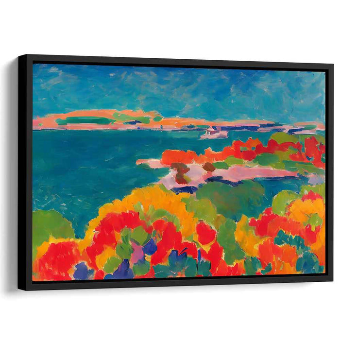 Colorwaves Drenched Horizon: Vivid Seascape in Bold Colors Canvas Art Print