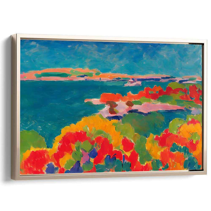 Colorwaves Drenched Horizon: Vivid Seascape in Bold Colors Canvas Art Print