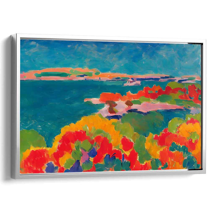Colorwaves Drenched Horizon: Vivid Seascape in Bold Colors Canvas Art Print