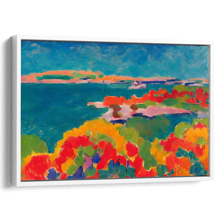 Colorwaves Drenched Horizon: Vivid Seascape in Bold Colors Canvas Art Print