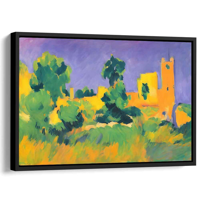 Golden Hour at the Castle: Vibrant Fauvist-Inspired Landscape Canvas Art