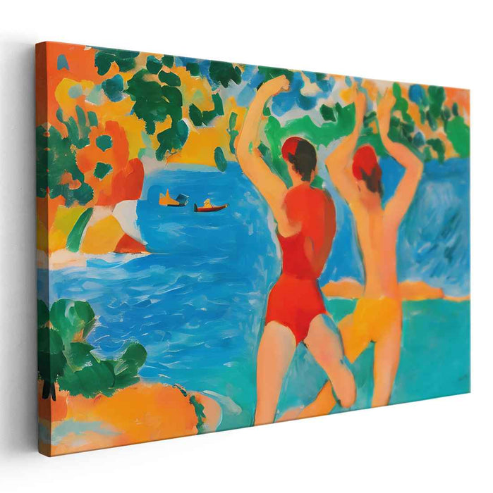 Sea Breezy Joy: Joyful Moments by the Sea Canvas Art Print