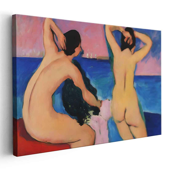 Eternal Repose by the Sea: Fauvist-Inspired Seascape with Figures