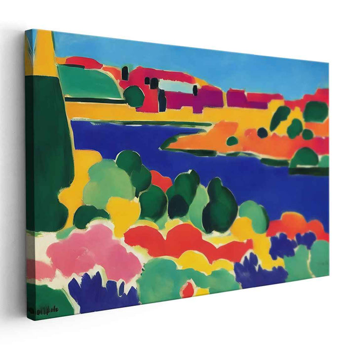 Vibrant Fields Escape: Fauvist Landscape Canvas Art Print