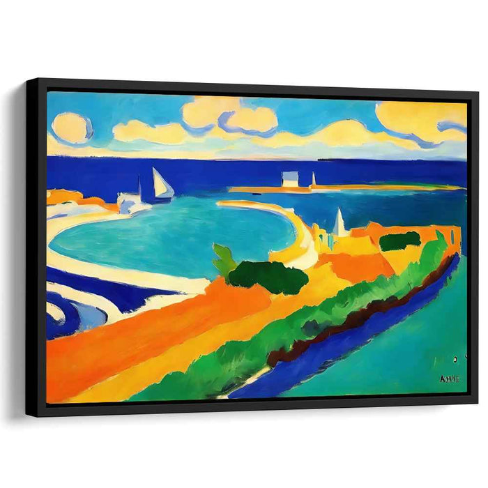 Wild Sea Colors Dance: Fauvist Seaside Tranquility Canvas Art Print