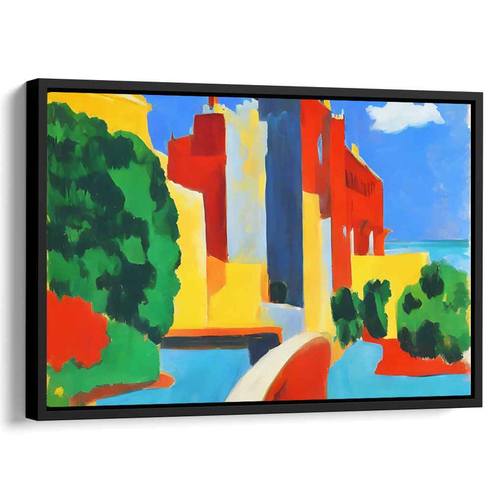 Vivid Urban Landscape: Fauvist Inspired Colorful Cityscape Canvas Art Print