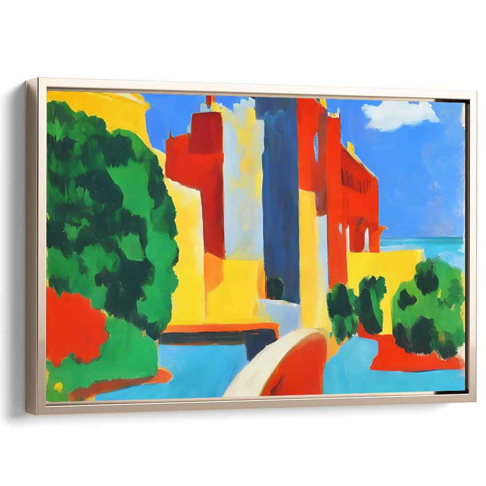 Vivid Urban Landscape: Fauvist Inspired Colorful Cityscape Canvas Art Print
