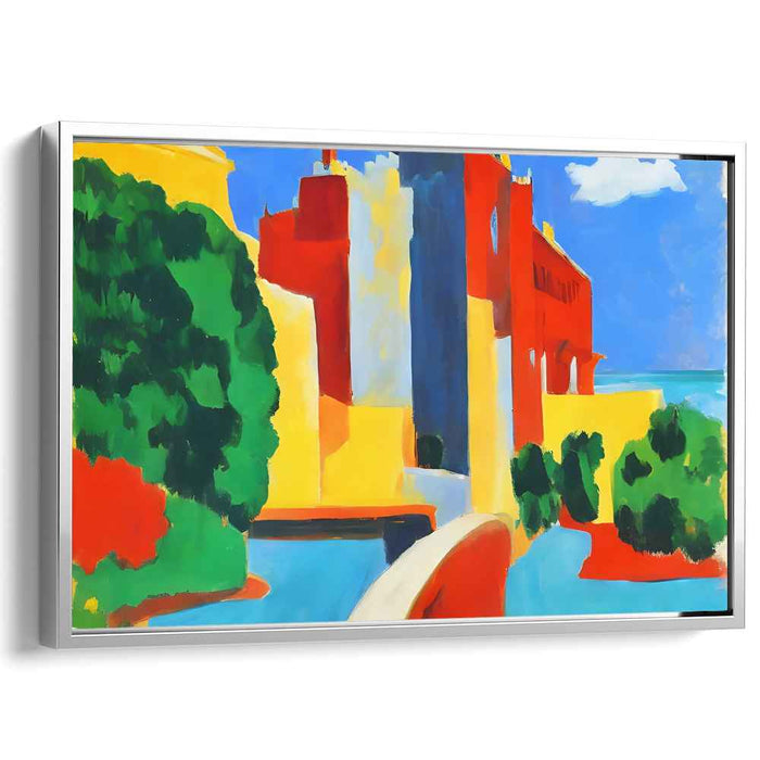 Vivid Urban Landscape: Fauvist Inspired Colorful Cityscape Canvas Art Print